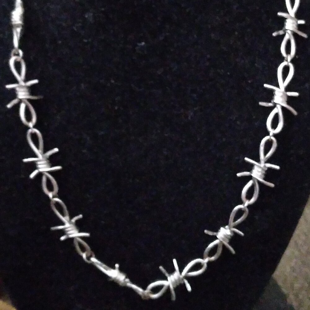 Heavy Metal Barb Wire Necklace Approximately 19" long